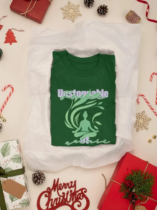 Front Print - Women Classic T-Shirt | Unstoppable | 3 Nature color | Round Neckline | Regular Fit | 100 % Cotton T-shirt