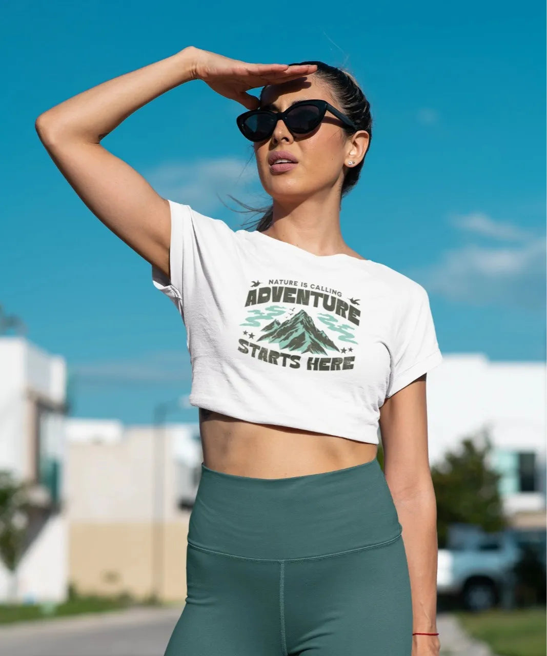 Front Print - Crop Top |Adventure | 3 tint color | Round Neckline | Cropped Fit | 100 % Cotton