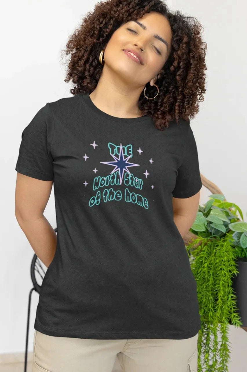Front Print - Women Classic T-Shirt | North Star | 5 sober color | Round Neckline | Regular Fit | 100 % Cotton
