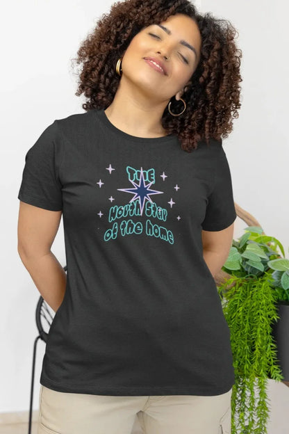Front Print - Women Classic T-Shirt | North Star | 5 sober color | Round Neckline | Regular Fit | 100 % Cotton