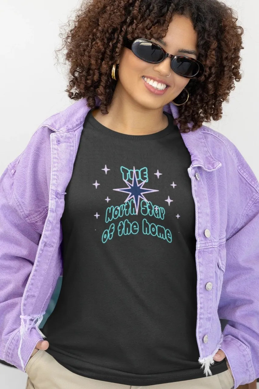 Front Print - Women Classic T-Shirt | North Star | 5 sober color | Round Neckline | Regular Fit | 100 % Cotton