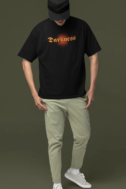 Two Sided Printing | DARKNESS | Black color | 180GSM | Round Neckline | Oversized Fit | 100 % Cotton