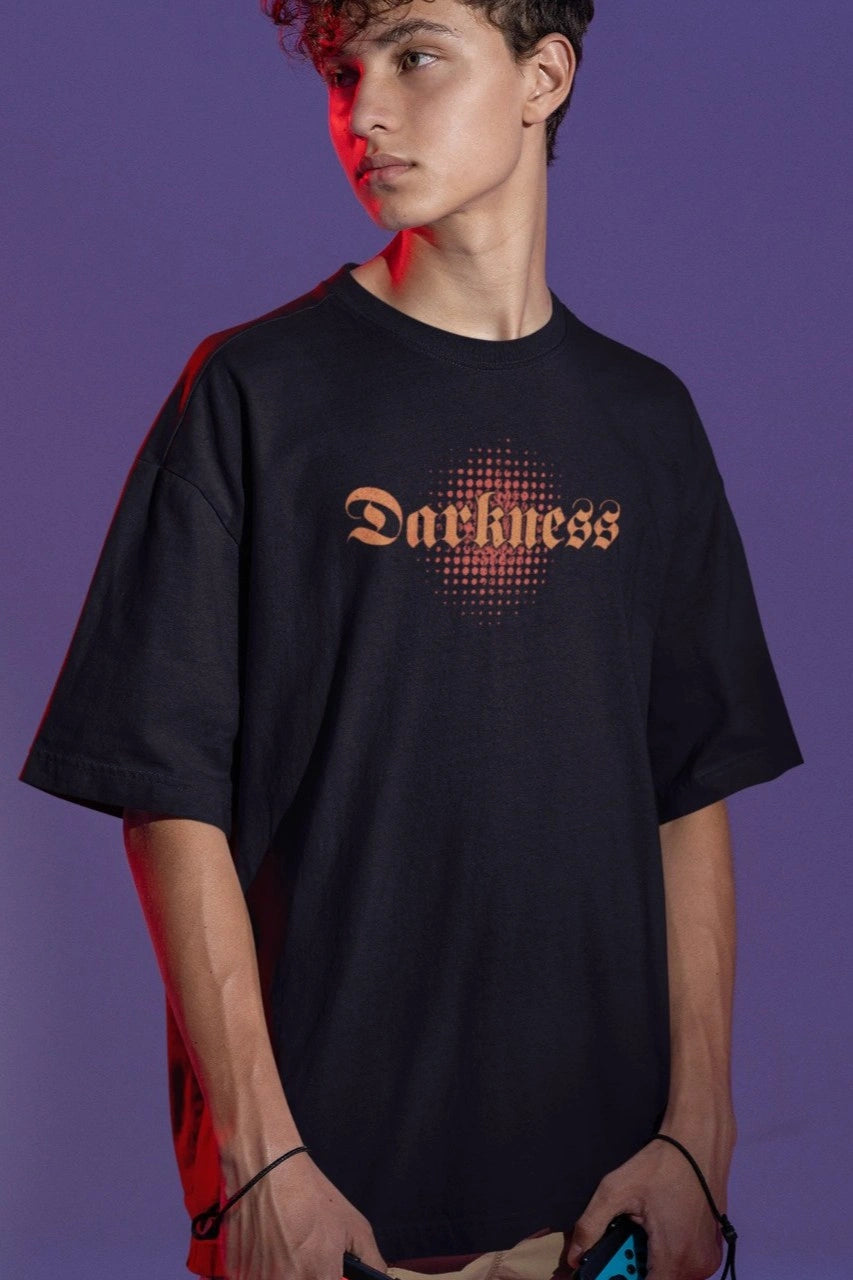 Two Sided Printing | DARKNESS | Black color | 180GSM | Round Neckline | Oversized Fit | 100 % Cotton