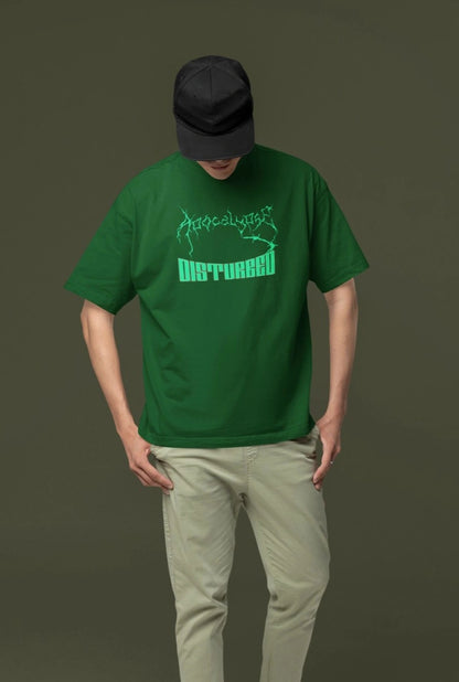 2-Sided Printing | Apocalypse Disturbed | 4 Dark Shade color | Round Neckline | Oversized Fit | 100 % Cotton