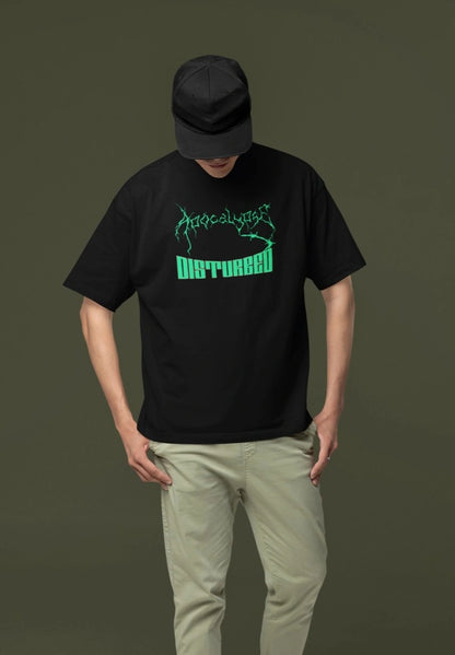 2-Sided Printing | Apocalypse Disturbed | 4 Dark Shade color | Round Neckline | Oversized Fit | 100 % Cotton
