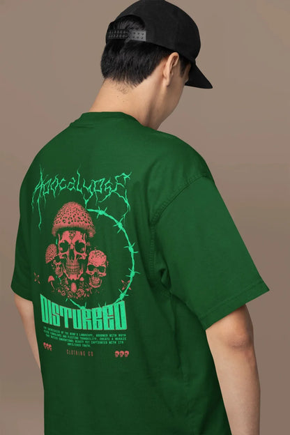 2-Sided Printing | Apocalypse Disturbed | 4 Dark Shade color | Round Neckline | Oversized Fit | 100 % Cotton