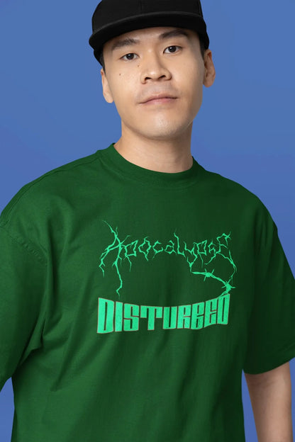 2-Sided Printing | Apocalypse Disturbed | 4 Dark Shade color | Round Neckline | Oversized Fit | 100 % Cotton