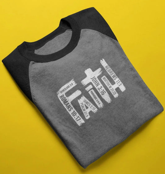 1-Sided Printing | Faith | 180GSM | Round Neckline | Unisex Oversized Raglan | 100 % Cotton