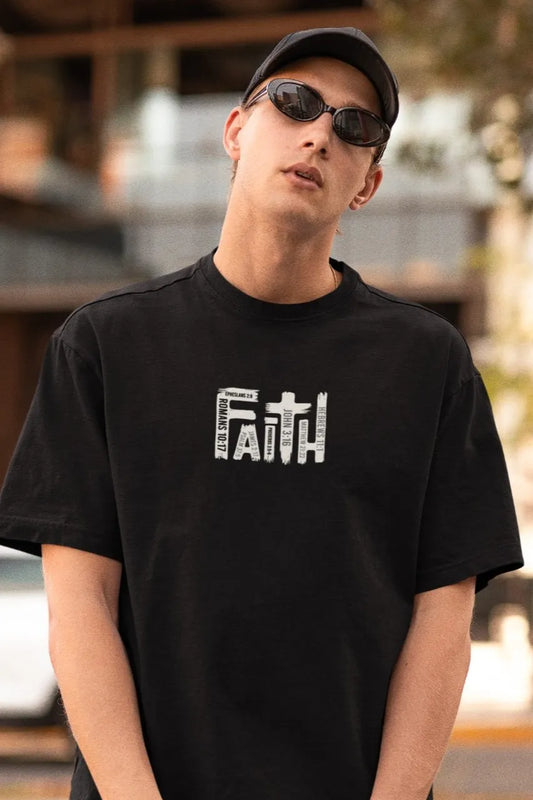 2-Sided Printing | FAITH | 180GSM | Round Neckline | Oversized Fit | 100 % Cotton