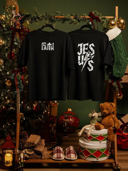 2-Sided Printing | FAITH | 180GSM | Round Neckline | Oversized Fit | 100 % Cotton