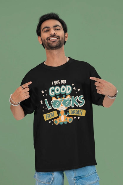 One Sided Printing | 100% cotton | Good Looks | 2 color | Round Neckline | Extra length-Sleeve drop Drape | Oversized Fit