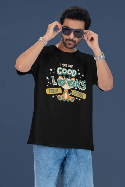 One Sided Printing | 100% cotton | Good Looks | 2 color | Round Neckline | Extra length-Sleeve drop Drape | Oversized Fit