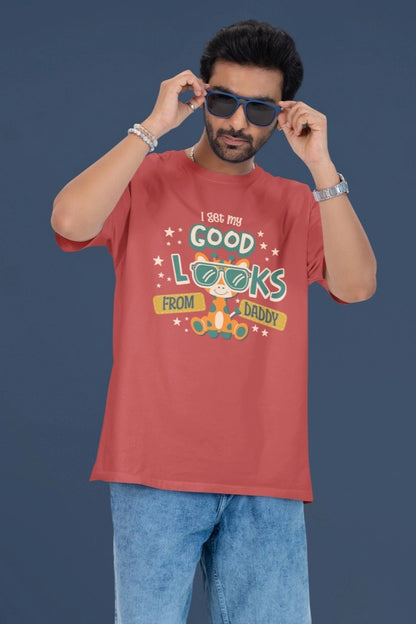 One Sided Printing | 100% cotton | Good Looks | 2 color | Round Neckline | Extra length-Sleeve drop Drape | Oversized Fit