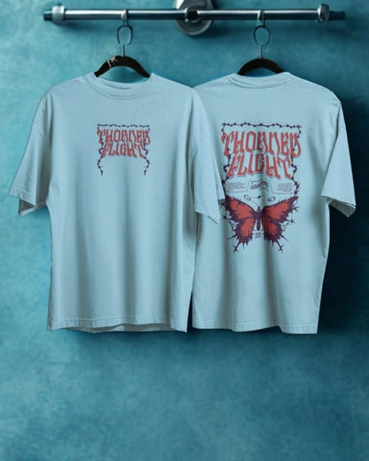 Two Sided Printing | Terry Cotton | THORNED FLIGHT | 3 color | Round Neckline | Drop Shoulders | Oversized Fit
