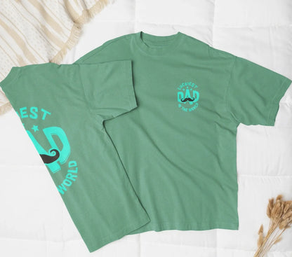 Two Sided Printing | Terry Cotton | Luckiest Dad | 3 color | Round Neckline | Drop Shoulders| Oversized Fit