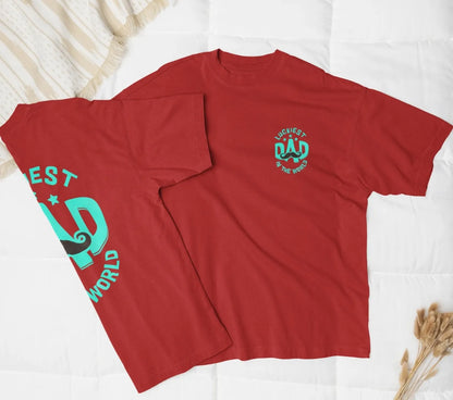 Two Sided Printing | Terry Cotton | Luckiest Dad | 3 color | Round Neckline | Drop Shoulders| Oversized Fit