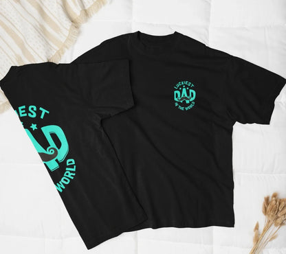 Two Sided Printing | Terry Cotton | Luckiest Dad | 3 color | Round Neckline | Drop Shoulders| Oversized Fit