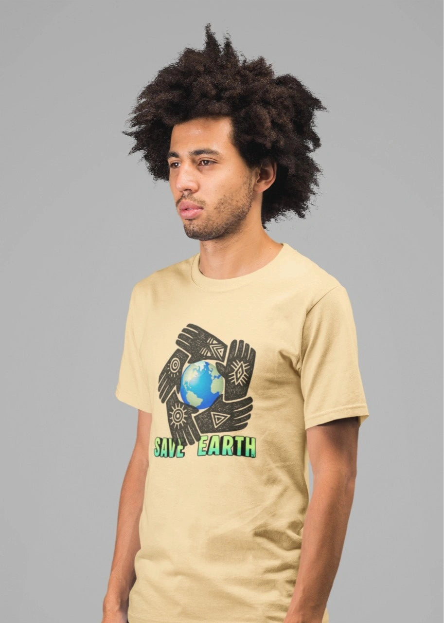 Front Print- Unisex Supima T-Shirt | EARTH DAY | 2 light color | Round Neckline | Regular Fit | 100% Supima cotton | Luxury feel