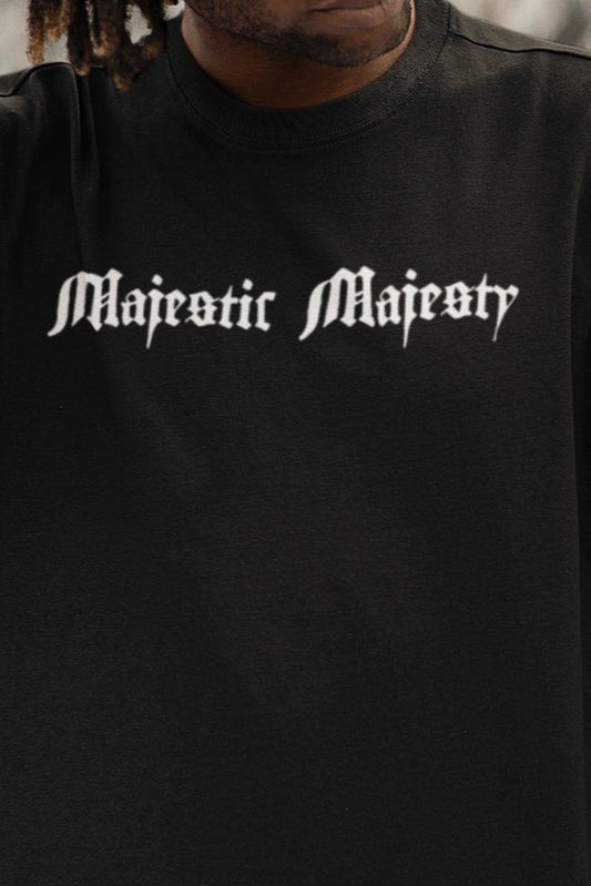 Two Sided Printing | Majestic Majesty | Black color | 180GSM | Round Neckline | Oversized Fit | 100 % Cotton
