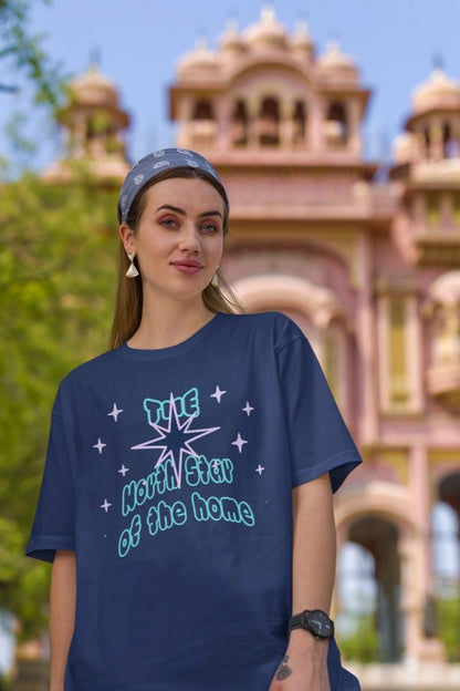 Front Print - Women T-Shirt | North Star | 4 color | Round Neckline | Oversized Fit | 100 % Cotton T-shirt