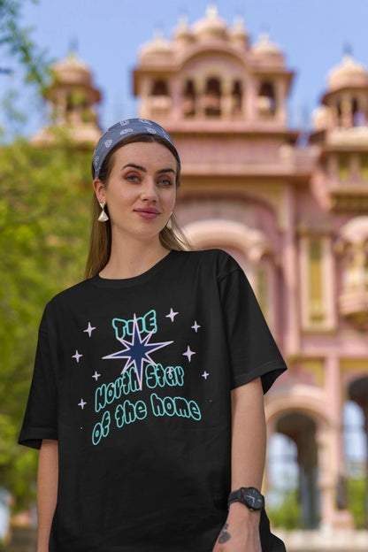 Front Print - Women T-Shirt | North Star | 4 color | Round Neckline | Oversized Fit | 100 % Cotton T-shirt