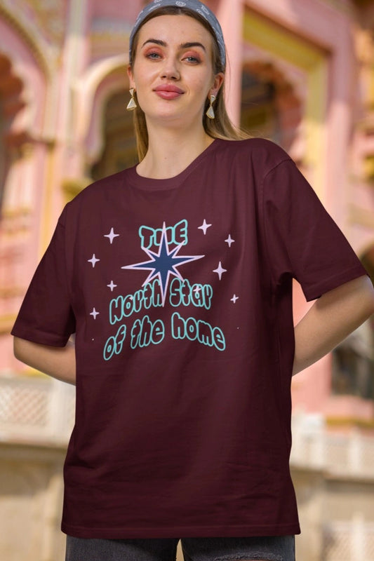 Front Print - Women T-Shirt | North Star | 4 color | Round Neckline | Oversized Fit | 100 % Cotton T-shirt
