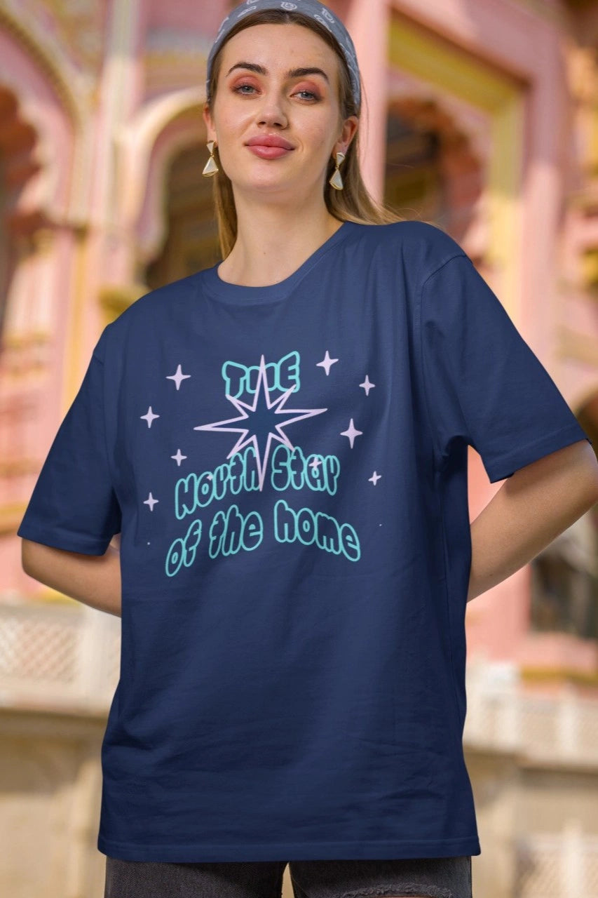 Front Print - Women T-Shirt | North Star | 4 color | Round Neckline | Oversized Fit | 100 % Cotton T-shirt
