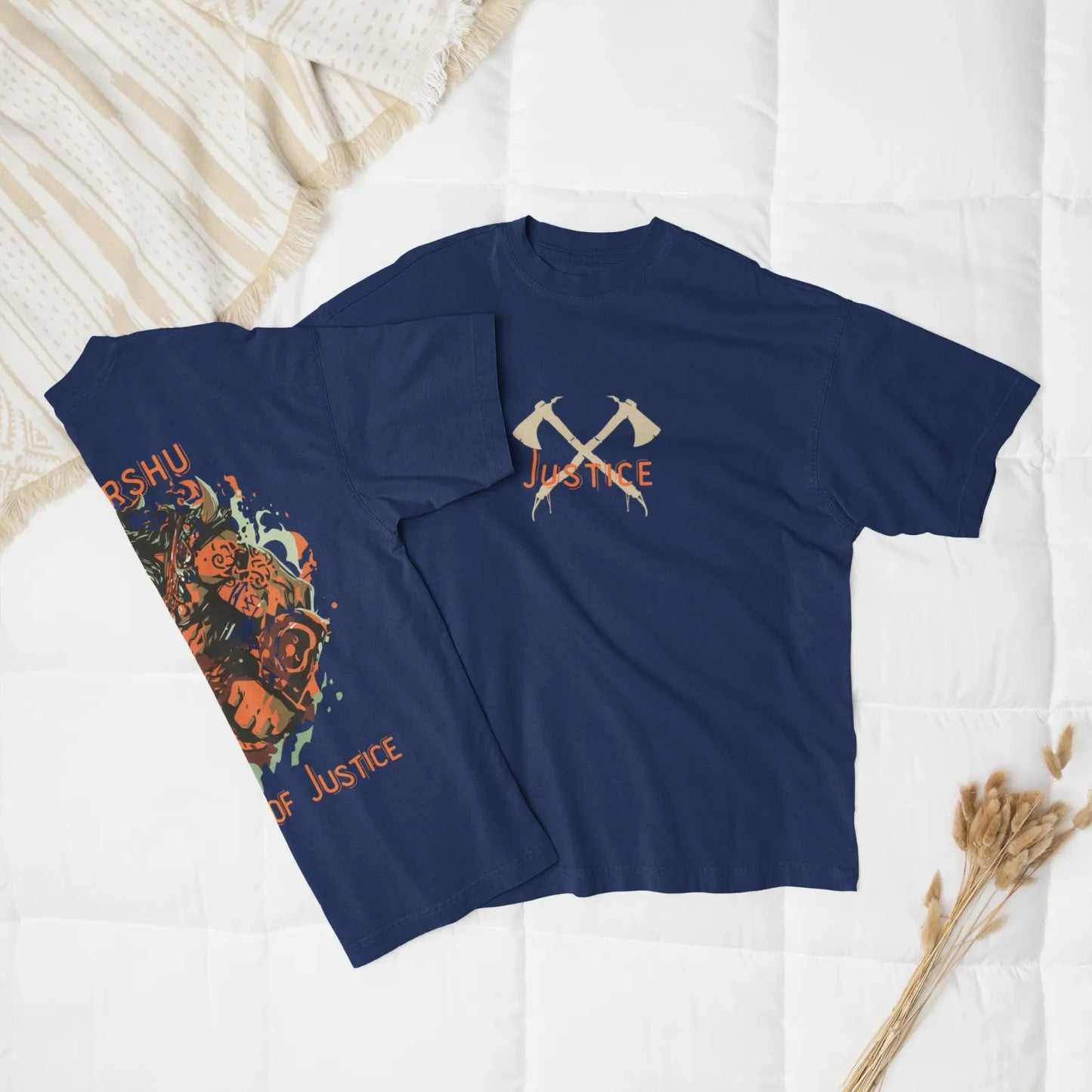 2-Sided Printing | Parshuram-Dark | 3 dark shade color | Round Neckline | Oversized Fit | 100 % Cotton T-shirt