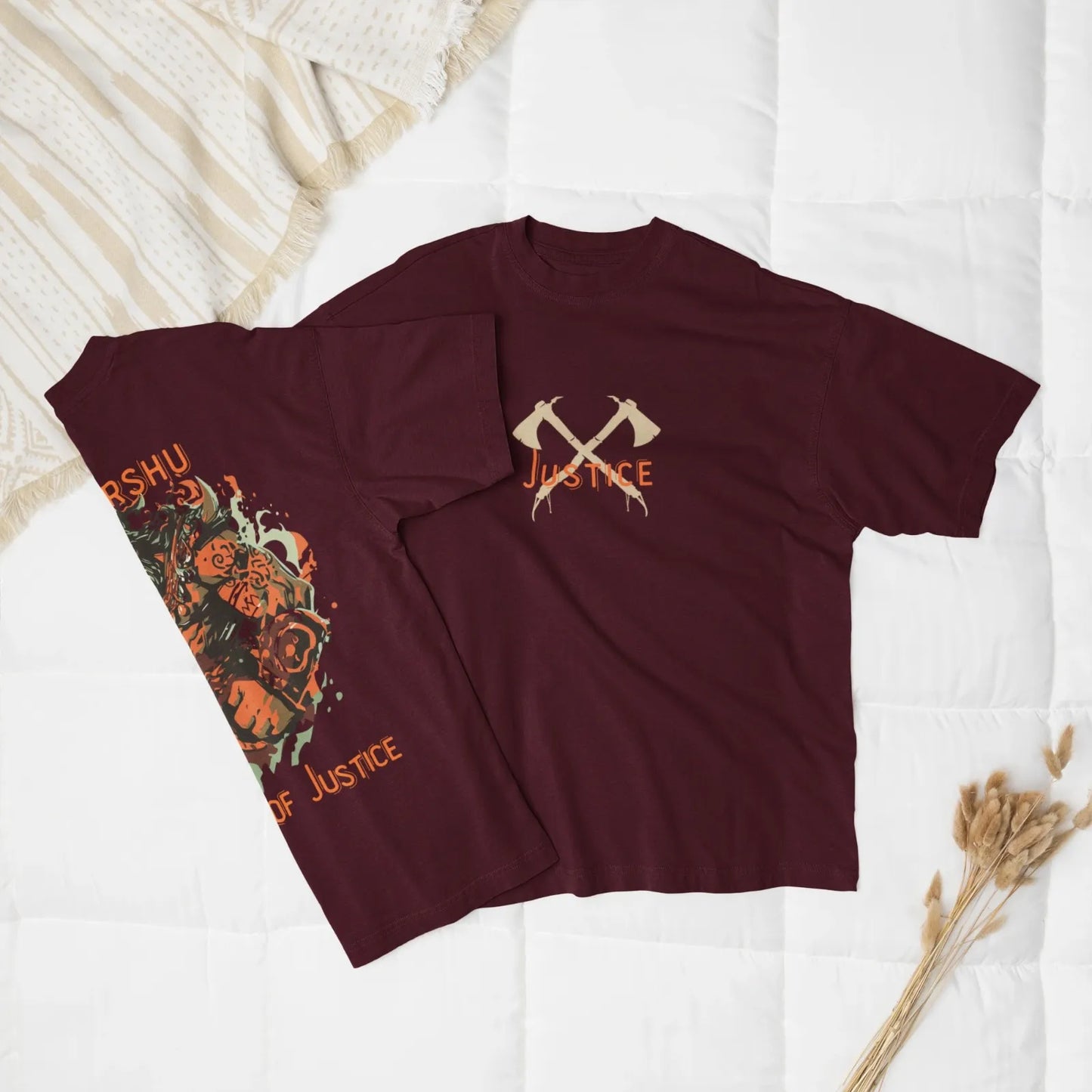 2-Sided Printing | Parshuram-Dark | 3 dark shade color | Round Neckline | Oversized Fit | 100 % Cotton T-shirt
