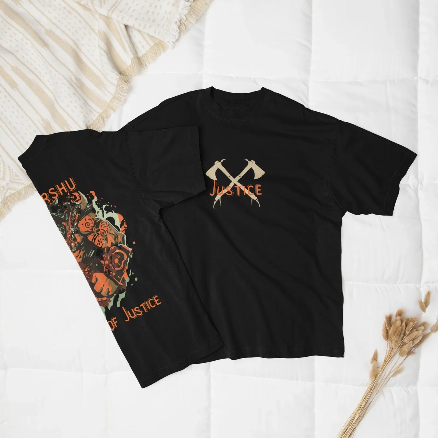 2-Sided Printing | Parshuram-Dark | 3 dark shade color | Round Neckline | Oversized Fit | 100 % Cotton T-shirt