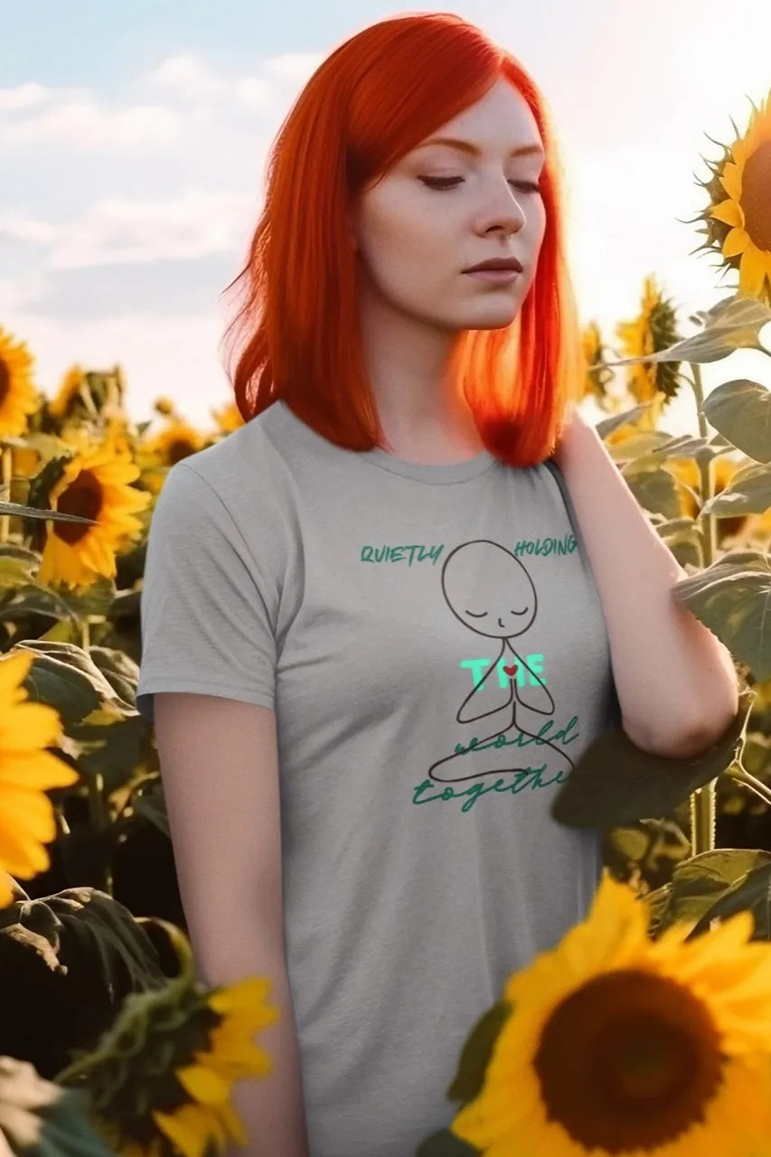 Front Print - Women Classic T-Shirt | Quietly Holding | 3 sober color | Round Neckline | Regular Fit | 100 % Cotton T-shirt