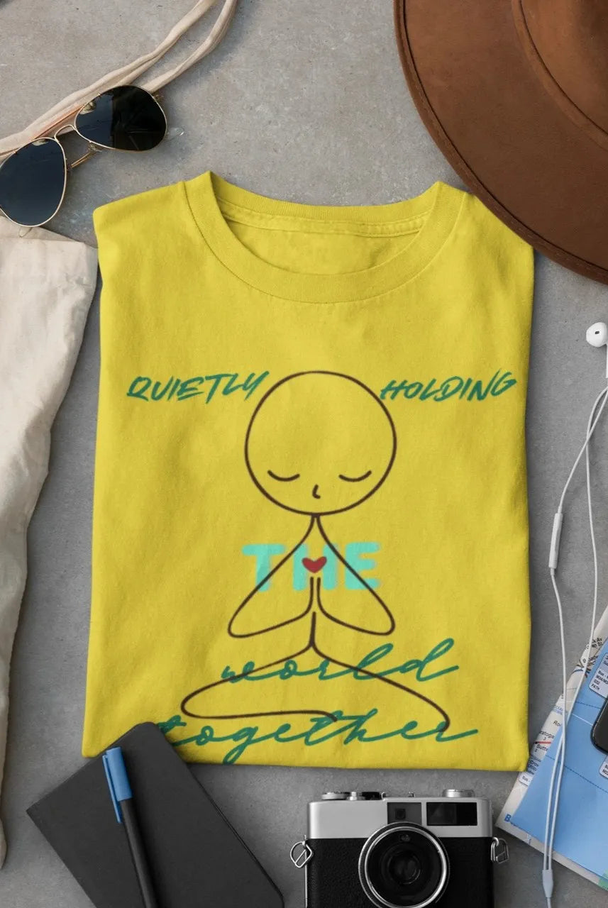Front Print - Women Classic T-Shirt | Quietly Holding | 3 sober color | Round Neckline | Regular Fit | 100 % Cotton T-shirt