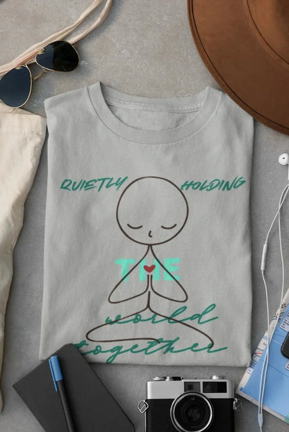 Front Print - Women Classic T-Shirt | Quietly Holding | 3 sober color | Round Neckline | Regular Fit | 100 % Cotton T-shirt