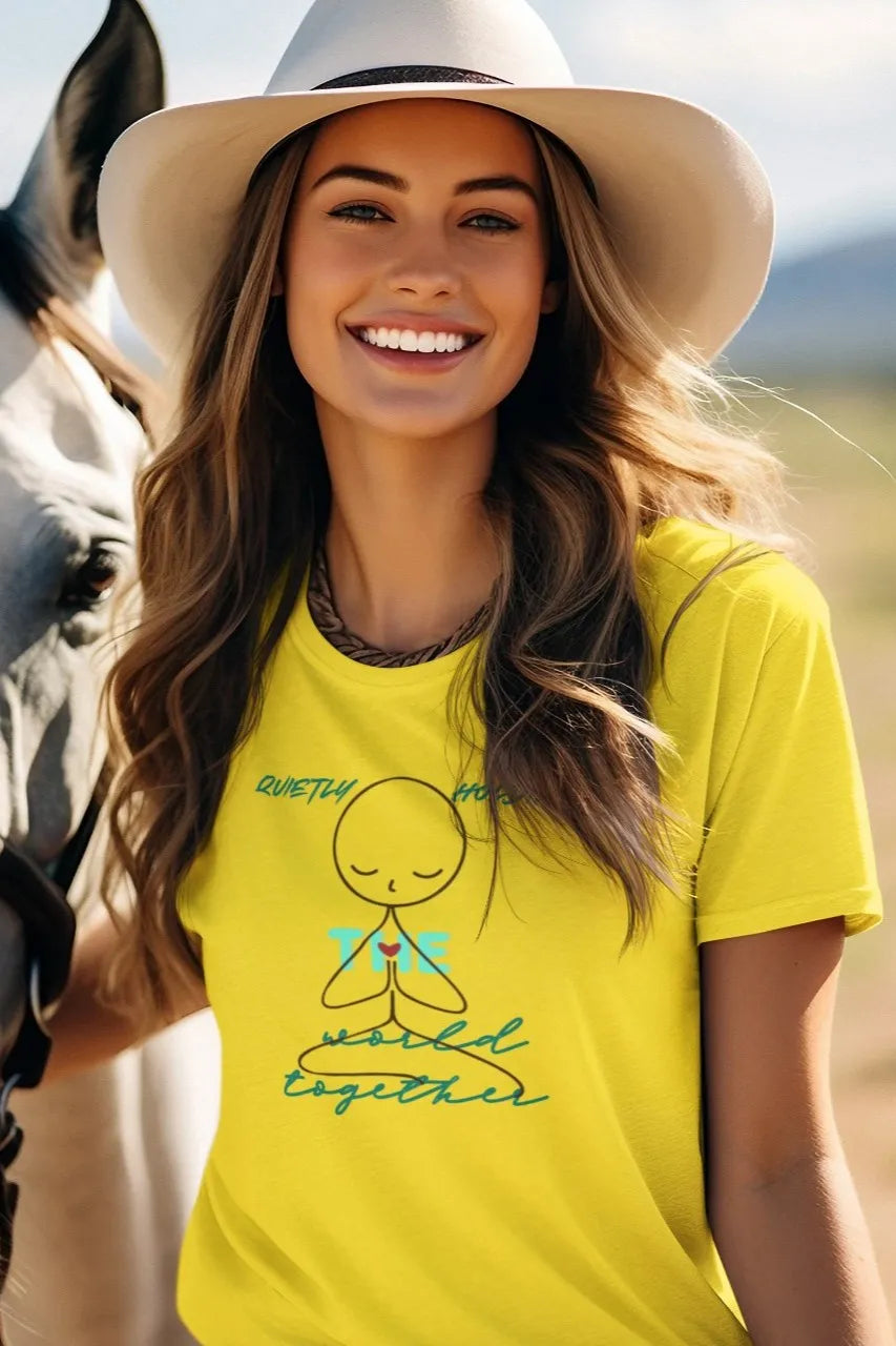 Front Print - Women Classic T-Shirt | Quietly Holding | 3 sober color | Round Neckline | Regular Fit | 100 % Cotton T-shirt