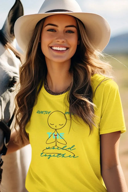 Front Print - Women Classic T-Shirt | Quietly Holding | 3 sober color | Round Neckline | Regular Fit | 100 % Cotton T-shirt