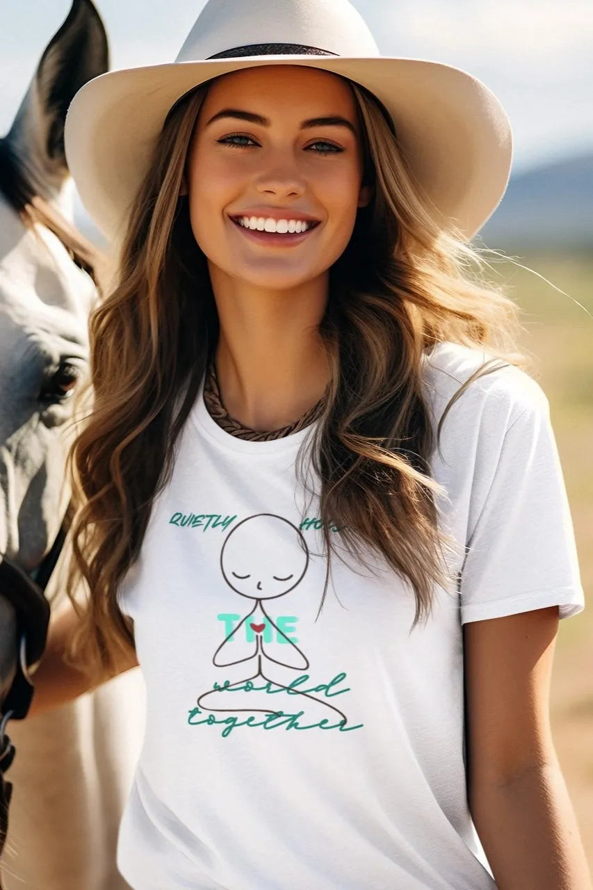 Front Print - Women Classic T-Shirt | Quietly Holding | 3 sober color | Round Neckline | Regular Fit | 100 % Cotton T-shirt