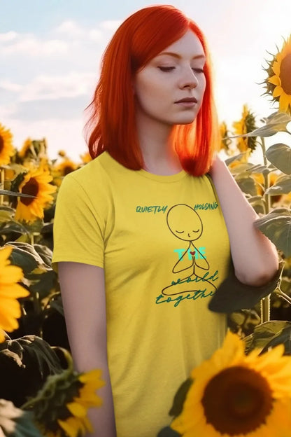 Front Print - Women Classic T-Shirt | Quietly Holding | 3 sober color | Round Neckline | Regular Fit | 100 % Cotton T-shirt
