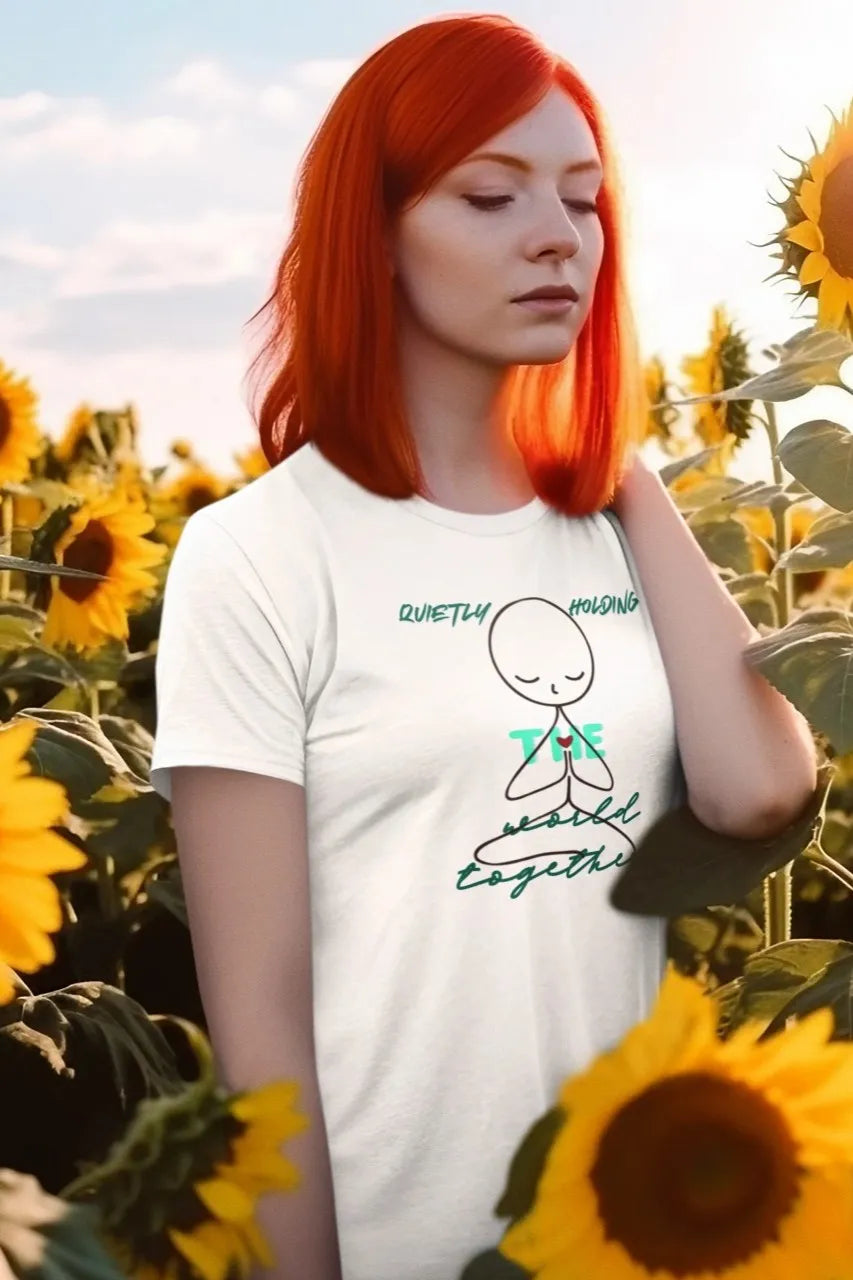 Front Print - Women Classic T-Shirt | Quietly Holding | 3 sober color | Round Neckline | Regular Fit | 100 % Cotton T-shirt