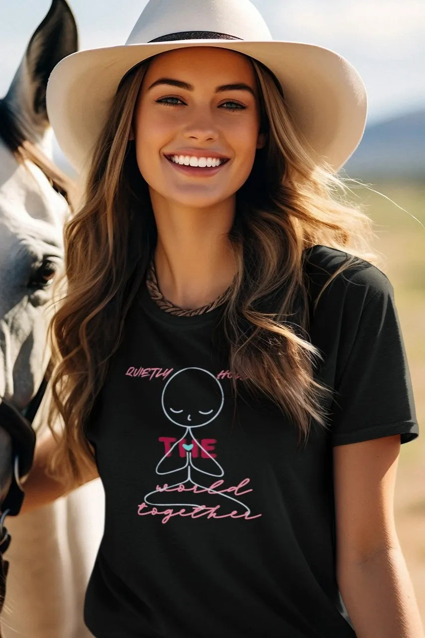 Front Print - Women Classic T-Shirt | Quietly Holding | 3 Dark Shade color | Round Neckline | Regular Fit | 100 % Cotton T-shirt