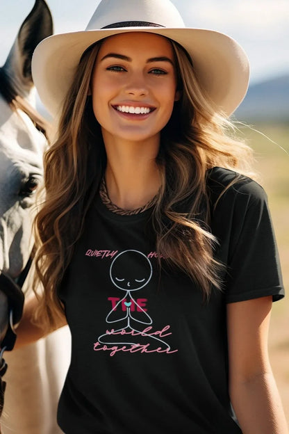 Front Print - Women Classic T-Shirt | Quietly Holding | 3 Dark Shade color | Round Neckline | Regular Fit | 100 % Cotton T-shirt