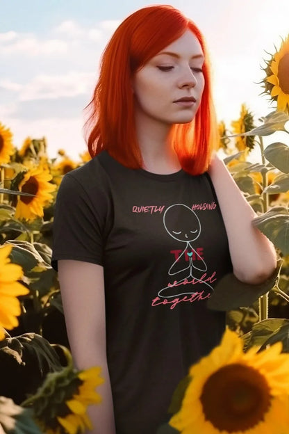 Front Print - Women Classic T-Shirt | Quietly Holding | 3 Dark Shade color | Round Neckline | Regular Fit | 100 % Cotton T-shirt