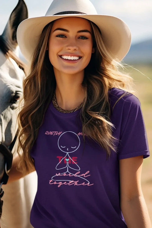 Front Print - Women Classic T-Shirt | Quietly Holding | 3 Dark Shade color | Round Neckline | Regular Fit | 100 % Cotton T-shirt
