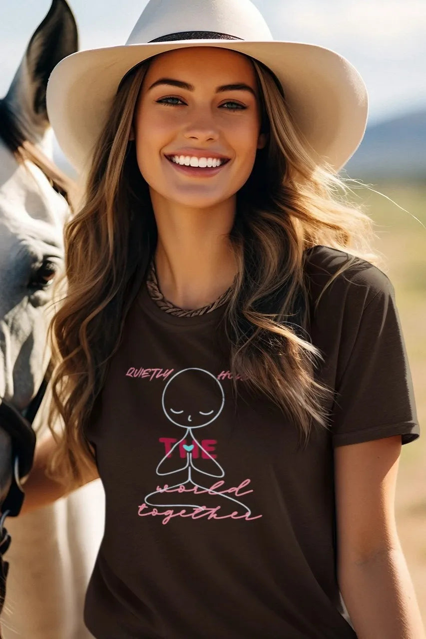 Front Print - Women Classic T-Shirt | Quietly Holding | 3 Dark Shade color | Round Neckline | Regular Fit | 100 % Cotton T-shirt