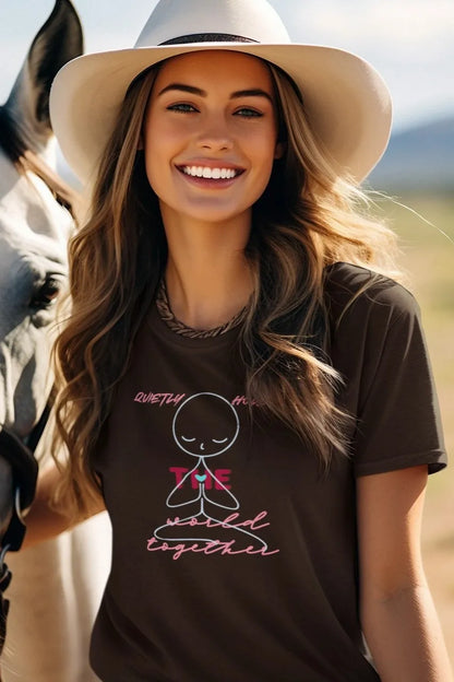 Front Print - Women Classic T-Shirt | Quietly Holding | 3 Dark Shade color | Round Neckline | Regular Fit | 100 % Cotton T-shirt