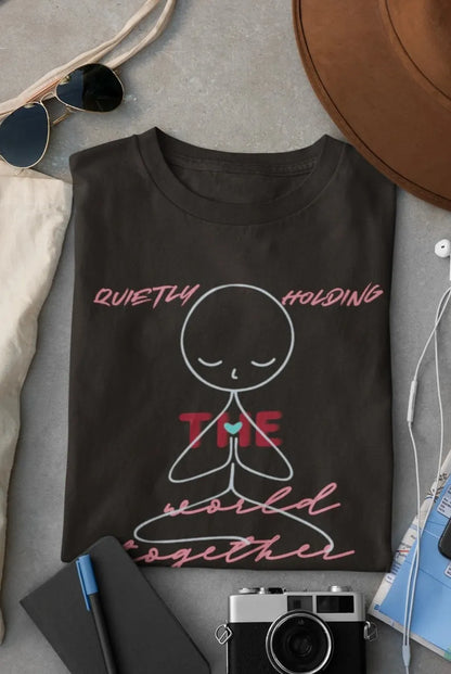 Front Print - Women Classic T-Shirt | Quietly Holding | 3 Dark Shade color | Round Neckline | Regular Fit | 100 % Cotton T-shirt