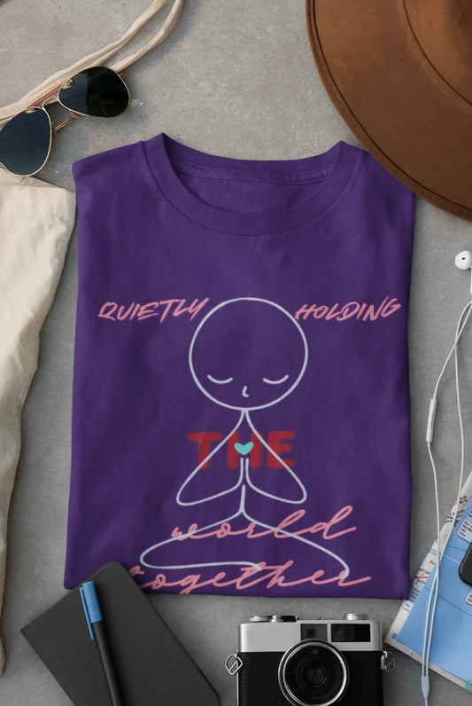 Front Print - Women Classic T-Shirt | Quietly Holding | 3 Dark Shade color | Round Neckline | Regular Fit | 100 % Cotton T-shirt