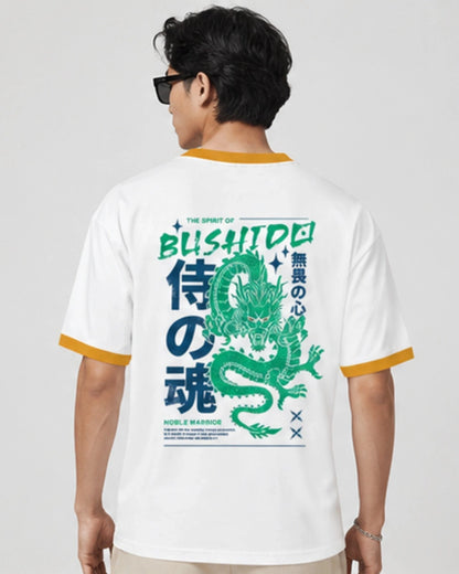 Two sided printing | Unisex Ringer T-Shirt | DRAGON | 2 ringer color | Round Neckline | Regular Fit | 180 GSM 100% cotton |