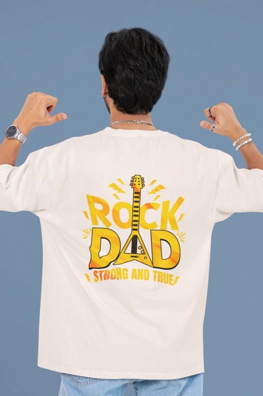 Two Sided Printing | Terry Cotton | Rock Dad | 3 color | Round Neckline | Drop Shoulders| Oversized Fit