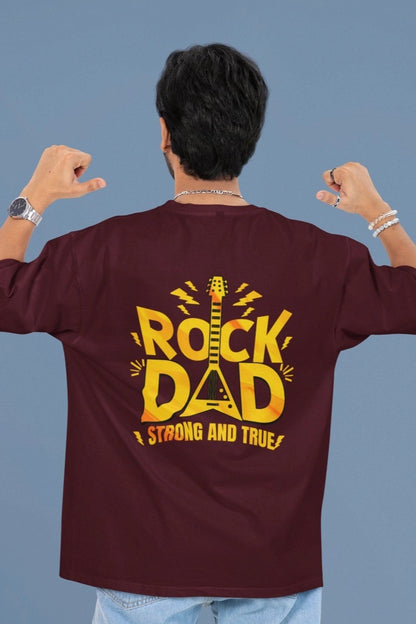 Two Sided Printing | Terry Cotton | Rock Dad | 3 color | Round Neckline | Drop Shoulders| Oversized Fit