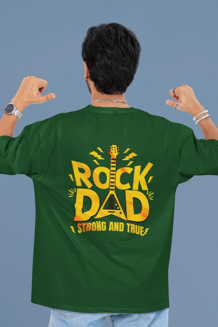 Two Sided Printing | Terry Cotton | Rock Dad | 3 color | Round Neckline | Drop Shoulders| Oversized Fit